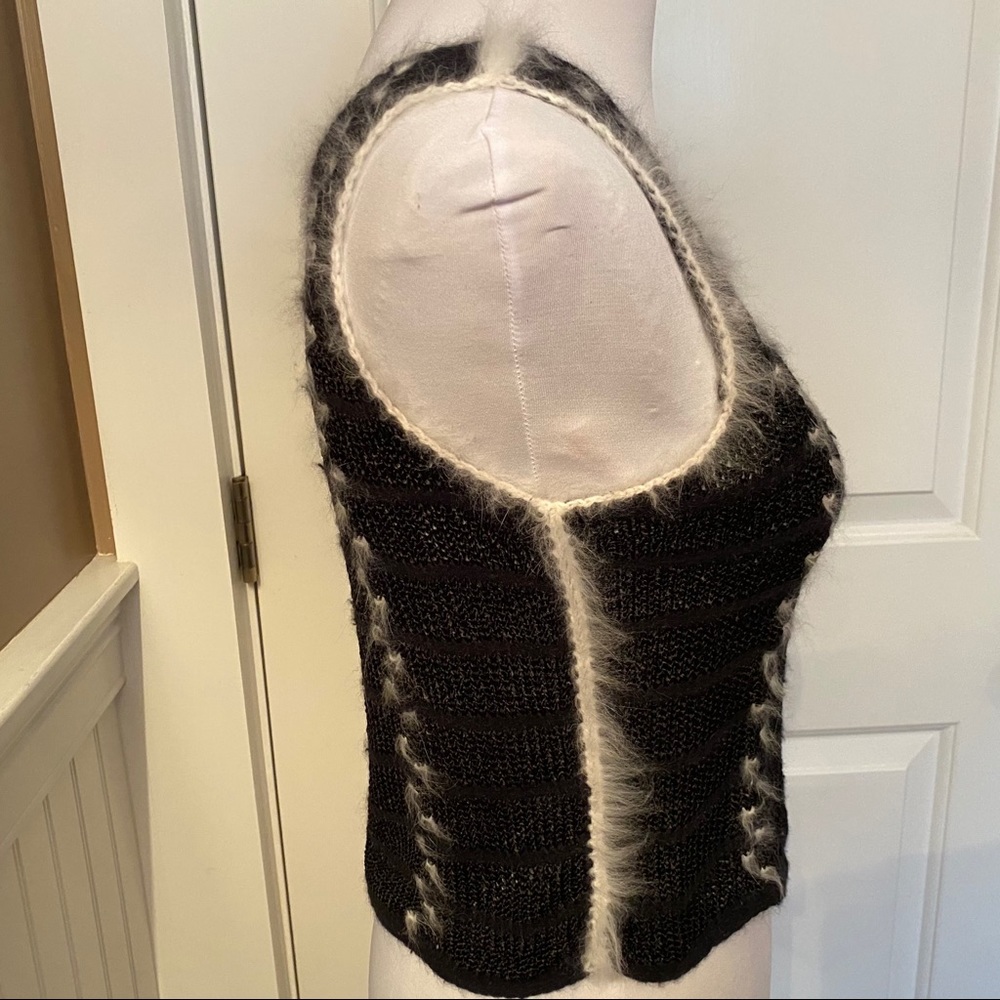 VINTAGE ANN TAYLOR KENDRICK SWEATER SCOOP NECK BLACK WHITE SLEEVELESS Size M - Picture 5 of 8